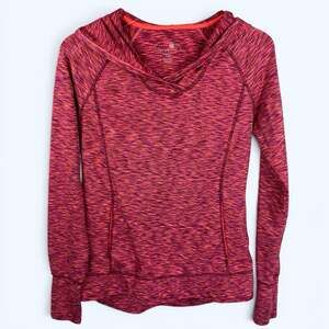 Tangerine Marbled Pink Hoodie Pullover Back Pocket Thumbholes Women's Small